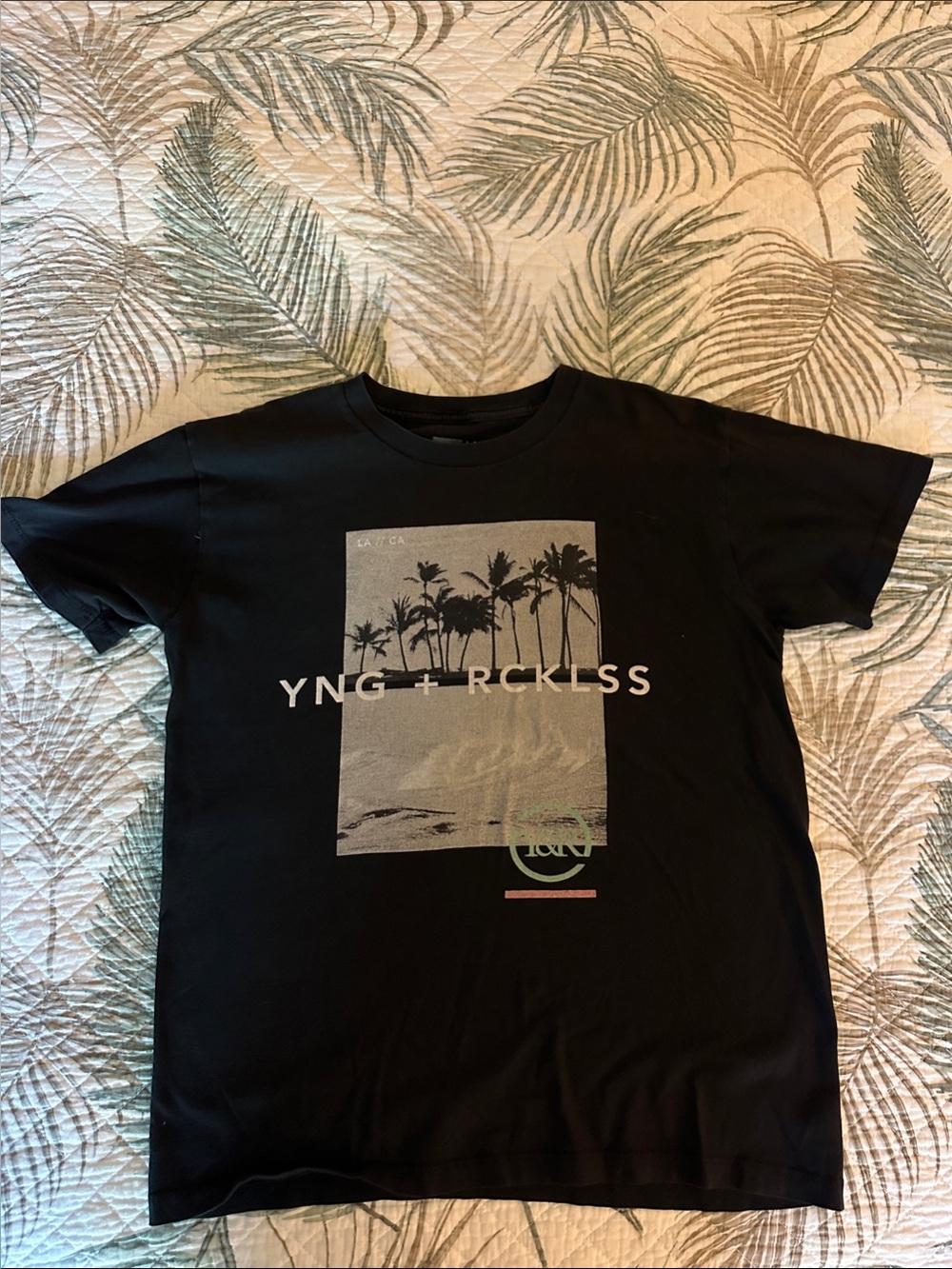 Young & Reckless Black Graphic Palm Tee